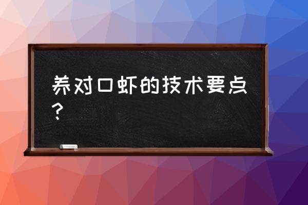 对虾养殖的三大要点 养对口虾的技术要点？