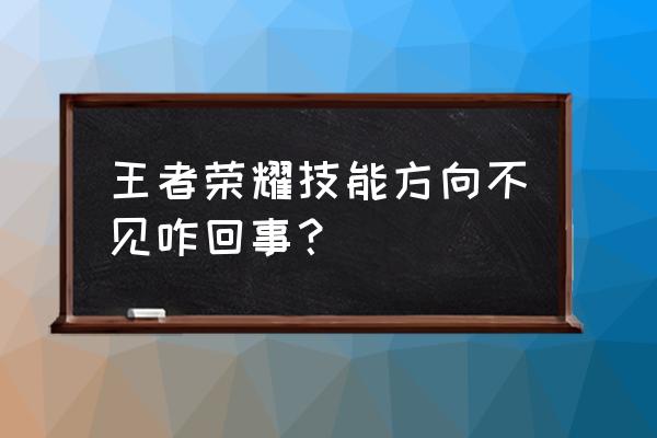 王者荣耀为什么没有辅助 王者荣耀技能方向不见咋回事？