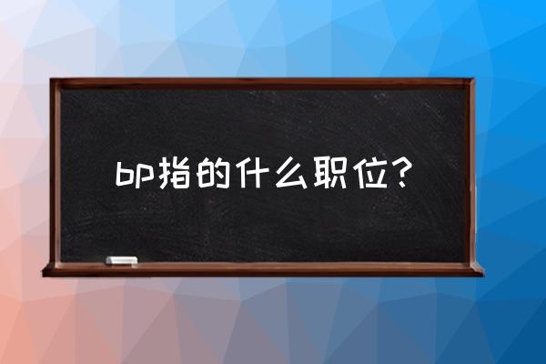 公司中bp指什么职位 bp指的什么职位？