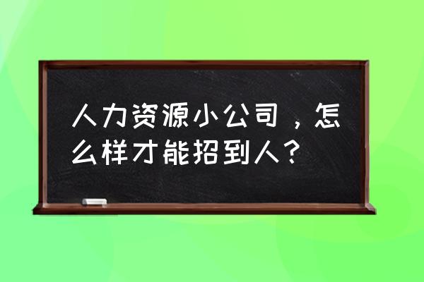 人力资源公司如何做到快速发展 人力资源小公司，怎么样才能招到人？