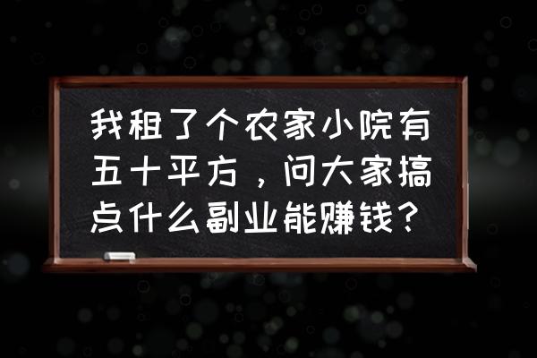 自家小院想经营怎么办 我租了个农家小院有五十平方，问大家搞点什么副业能赚钱？